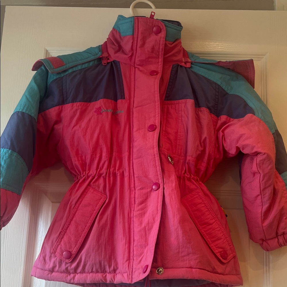Vibrant Pink and Purple Kids Puffer Jacket